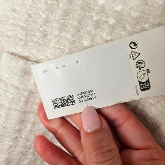 NWT ARKET Cropped Boucle Jacket Sz 6 Off White Textured - Picture 9 of 13